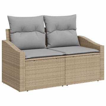 vidaXL Tuinbank met kussen 123 x 62 x 69 cm poly rattan, Verzenden, Nieuw, Rotan