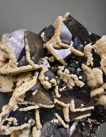 Skeletale galena met dolomiet Kristallen op matrix - Hoogte: