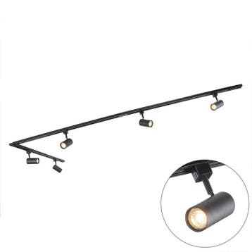 Qazqa 1-fase railsysteem set met 5 spots GU10, 286 cm, Ophalen of Verzenden, Nieuw in verpakking, Verlichting