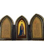 reis-triptychon - devotionele miniatuur schilderij op