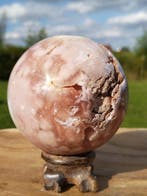 Roze en rode amethist Bol - Hoogte: 9 cm - Breedte: 9 cm-