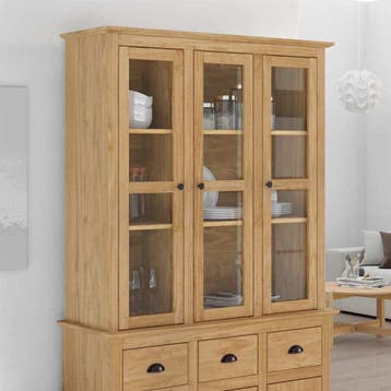 vidaXL Kast met Glazen Deuren BODO Honingbruin 115,5 x 38,5, Huis en Inrichting, 100 tot 150 cm, Verzenden, 100 tot 150 cm, Nieuw