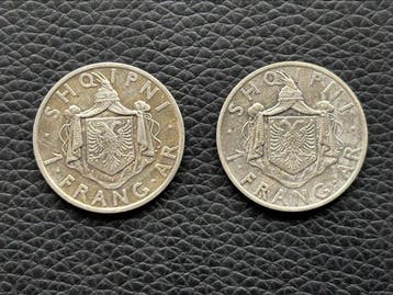 Albanië. Zog I. 1 Frang Ar 2x 1935/1937 (Zonder