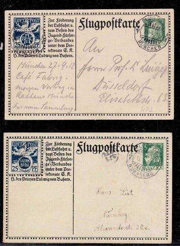 Beieren 1912 - BAEC vlucht München en Vliegweek Nürnberg - 2, Gestempeld