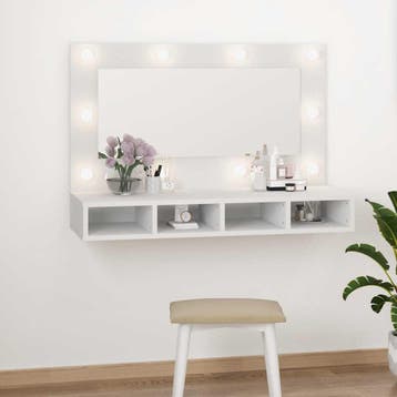vidaXL Spiegelkast met LED-verlichting 90x31,5x62 cm wit, Huis en Inrichting, Verzenden, Nieuw