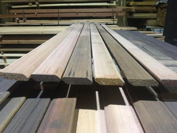 Western Red Cedar–schutting-open gevel–rhombus-15x58 mm, Ophalen, Minder dan 25 mm, Nieuw, Plank