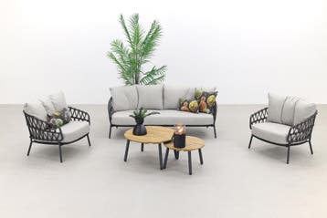 4SO Calpi stoel-bank loungeset Mindo koffietafels - 5-delig, Verzenden, Nieuw, Hout, Loungeset