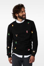 Kersttrui X-Mas Icons Zwart, Kleding | Heren, Ophalen of Verzenden, Nieuw