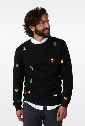 Kersttrui X-Mas Icons Zwart, Ophalen of Verzenden, Nieuw