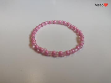 Roze armband glaskralen (Armbandjes glaskralen, Overig), Verzenden, Nieuw