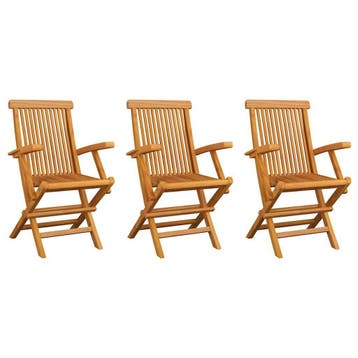 Terrasstoelen Set van 3 | Nu 25% Korting - Retourdeal, Tuin en Terras, Ophalen of Verzenden, Zo goed als nieuw, Teakhout, Inklapbaar