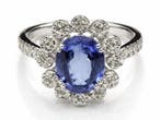 Ring - 18 karaat Witgoud - 3.69ct. tw. Saffier - Diamant, Nieuw