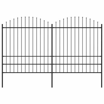 vidaXL Tuinhek met speerpunt staal 337x200 cm zwart, Verzenden, Nieuw, IJzer, 2 meter of meer