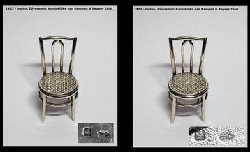 Miniatuur beeldje - 2 Prachtige zilveren miniatuur Thonet