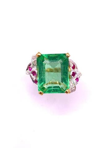 Zonder minimumprijs - Cocktailring - 9 kt. Geel goud, Zilver