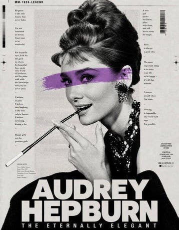Eric Brumette - AUDREY HEPBURN VIOLET PAPER - Toile L -