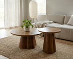 Salontafel Balou rond set van 2 mangohout 80x80x42 cm -, Ophalen of Verzenden, Nieuw