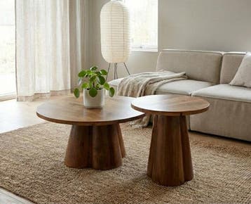 Salontafel Balou rond set van 2 mangohout 80x80x42 cm -, Ophalen of Verzenden, Nieuw