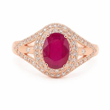 Zonder minimumprijs - Ring Verguld Robijn - Diamant - 18k, Nieuw