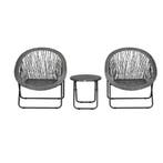 Opvouwbare Balkonset 3-delig–Kunstrotan Stoelen enamp; Tafel, Verzenden, Nieuw