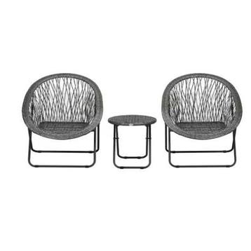 Opvouwbare Balkonset 3-delig–Kunstrotan Stoelen enamp; Tafel, Verzenden, Nieuw