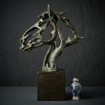 Beeld, Paardenhoofd 43 cm - 43 cm - Resin
