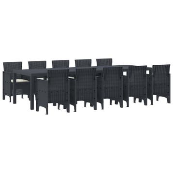 vidaXL Tuin Eetset 11 st Antraciet en Crème Poly rattan en, Verzenden, Nieuw, Meer dan 8 zitplaatsen