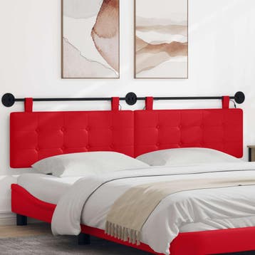 vidaXL Hangend hoofdbord Met LED-verlichting Rood Kunstleer, Huis en Inrichting, Slaapkamer | Bedden, Verzenden, Nieuw, Rood, Overige materialen