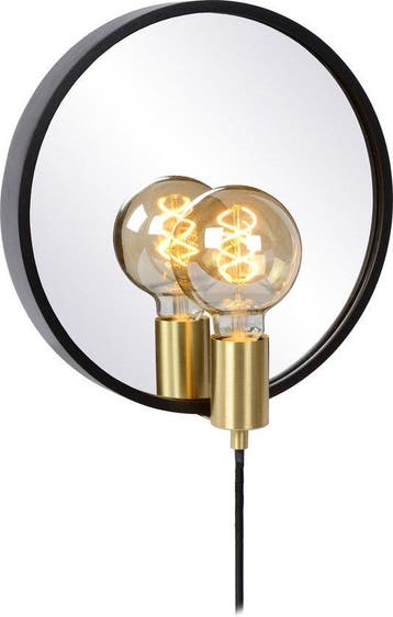 Lucide REFLEX - Spiegellamp - Ø 31 cm - 1xE27 - Zwart, Huis en Inrichting, Woonaccessoires | Spiegels, Verzenden, Zo goed als nieuw