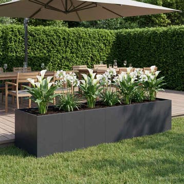 vidaXL Plantenbak Zwart 280 x 80 x 60 cm Koudgewalst staal, Tuin en Terras, Verzenden, Nieuw, Metaal, 60 tot 100 cm