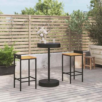 vidaXL 3-delige Tuinbarset poly rattan en massief acaciahout, Verzenden, Nieuw, 2 zitplaatsen