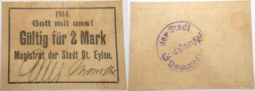 Gueltig fuer 2 Mark 1914 Deutsch Eylau (vorm WestPreussen..., Postzegels en Munten, Munten | Europa | Niet-Euromunten, Verzenden