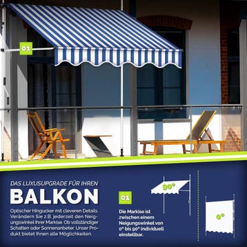 Klemluifel - Balkon luifel - Verticale luifel - 150 cm - Bla, Verzenden, Zo goed als nieuw
