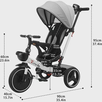 5-in-1 Kinderdriewieler met Duwstang, Verstelbare Kap en Afn, Verzenden, Nieuw