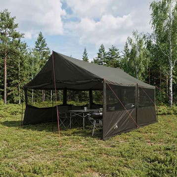 vidaXL Gezinstent Bruin grijs 450 x 400 x 265 cm Polyester, Verzenden, Nieuw, Tot en met 2