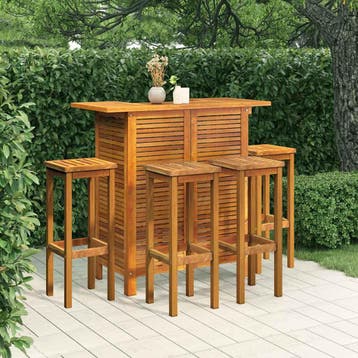 vidaXL 5-delige Tuinbarset massief acaciahout, Verzenden, Nieuw, Hardhout, 4 zitplaatsen