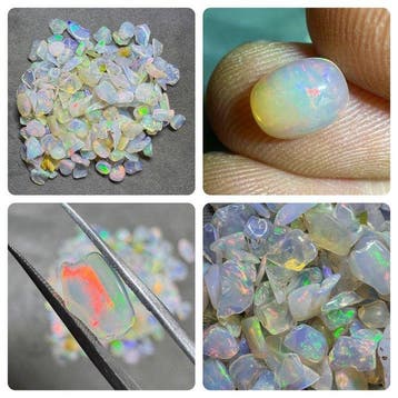 Lot van 100 ct ruwe en gepolijste opalen uit Ethiopië - Geen, Verzamelen, Mineralen en Fossielen
