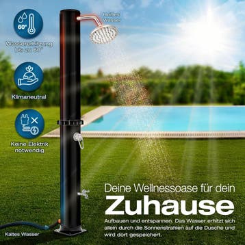 Buitendouche - Tuindouche - Zonneenergie - 20L - Zwart - Til, Verzenden, Zo goed als nieuw