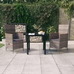 vidaXL 3-delige Tuinset met kussens grijs, 2 zitplaatsen, Nieuw, Tuinset, Verzenden