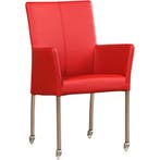 Leren eetkamerstoel Comfort met wieltjes en armleuning -, Huis en Inrichting, Stoelen, Nieuw, Leer, Ophalen of Verzenden, Modern