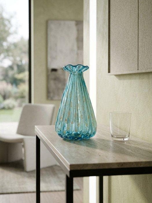 Vaas - Muranoglas - Vaas bolle goud 24 kt VR, Antiek en Kunst, Antiek | Glas en Kristal