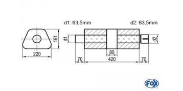 FOX Uni-geluiddemper trapeziumvormig met kamer + sok - Afwij, Verzenden, Nieuw