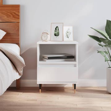 vidaXL Nachtkastje 40x35x50 cm bewerkt hout wit, Minder dan 45 cm, Verzenden, Nieuw, Minder dan 55 cm