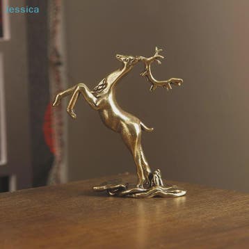 Abstract Messing Hertenbeeld - Vintage Rendier Sculptuur voo