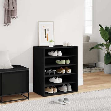 vidaXL Schoenenkast 60x35x70 cm bewerkt hout zwart, Verzenden, Nieuw