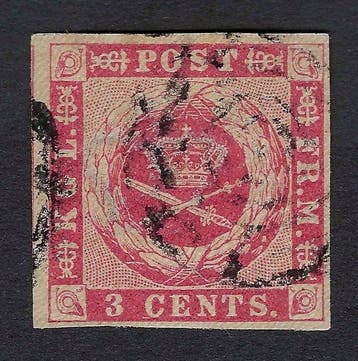 Deens-West-Indië 1855/67 - Wapen 3c karmijn - Nº 1, Gestempeld