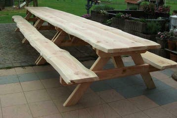BOOMSTAM PICKNICKTAFEL PICKNICKBANK gemonteerd op locatie, Meer dan 8 zitplaatsen, Nieuw, Tuinset, Verzenden