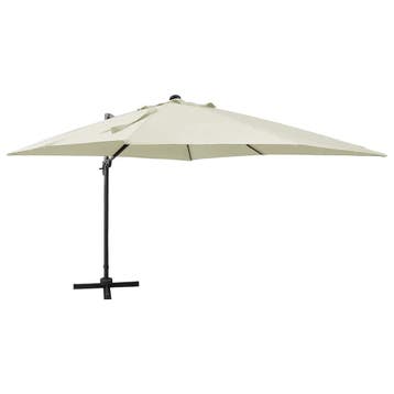 vidaXL Zweefparasol met paal en LED-verlichting 300 cm, Verzenden, Nieuw, 3 tot 4 meter, Zweefparasol
