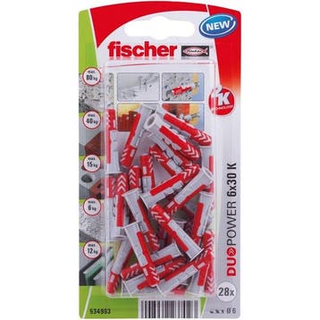 Universele plug | Fischer DuoPower | 28 stuks (6x30), Verzenden, Nieuw