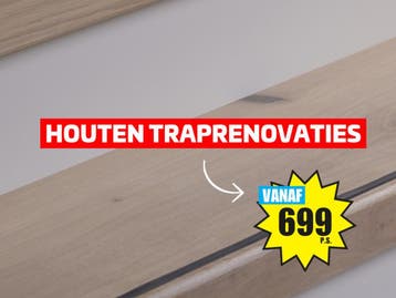 ACTIE! Houten traprenovaties - NU 675,-, Parket, Crème, Traprenovatie echt eikenhout, Nieuw
